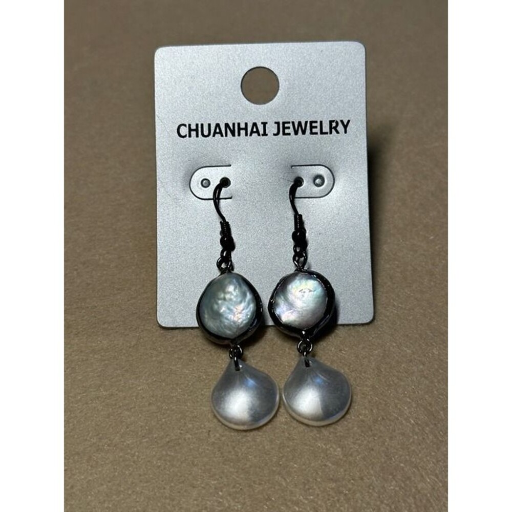 chuanhai jewelry silver tone pearl teardrop drop earrings statement nwt new